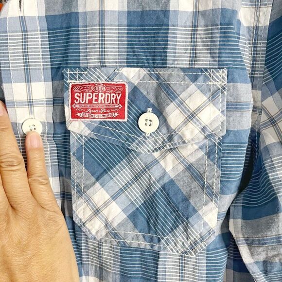 Superdry NWT Western Cowboy Country Farmer Cotton Check Collared Button Shirt - Picture 8 of 16